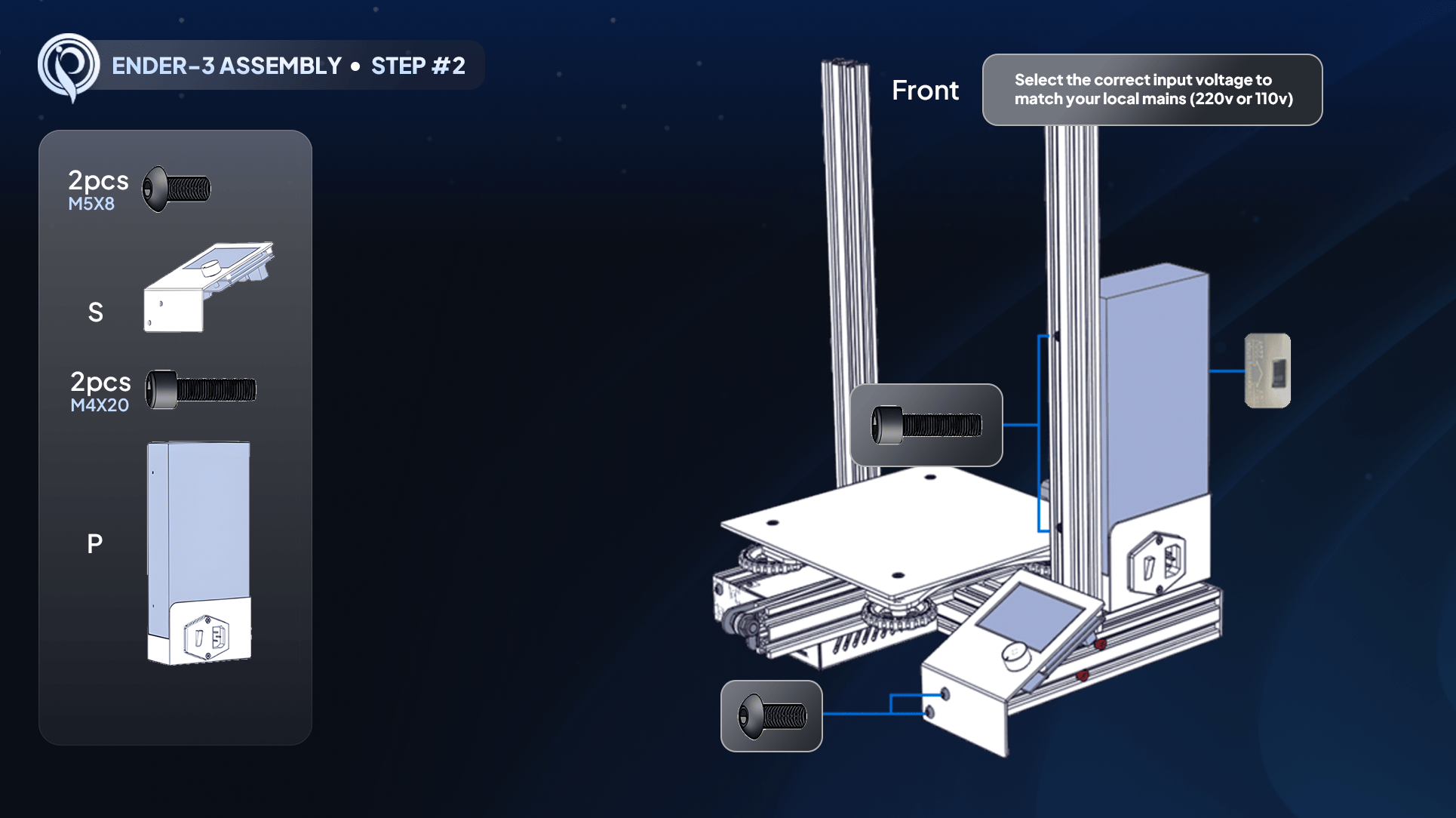 Diagram showing the power supply being mounted to the right side rail