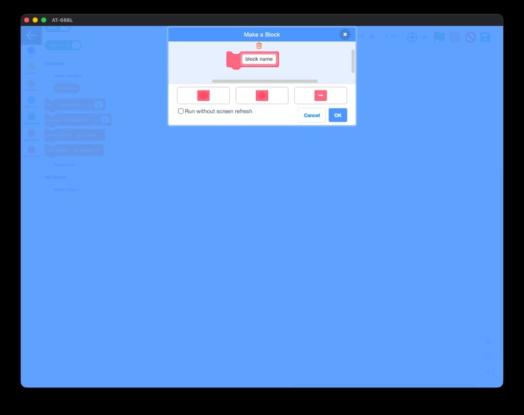 AT-66BL Make a Block dialog