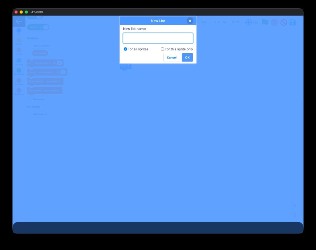 AT-66BL New List dialog