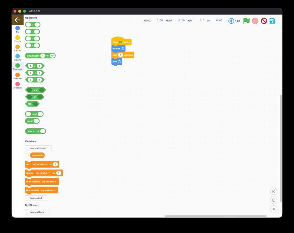 AT-66BL file menu showing Save, Save As, Load, and Clear Project options
