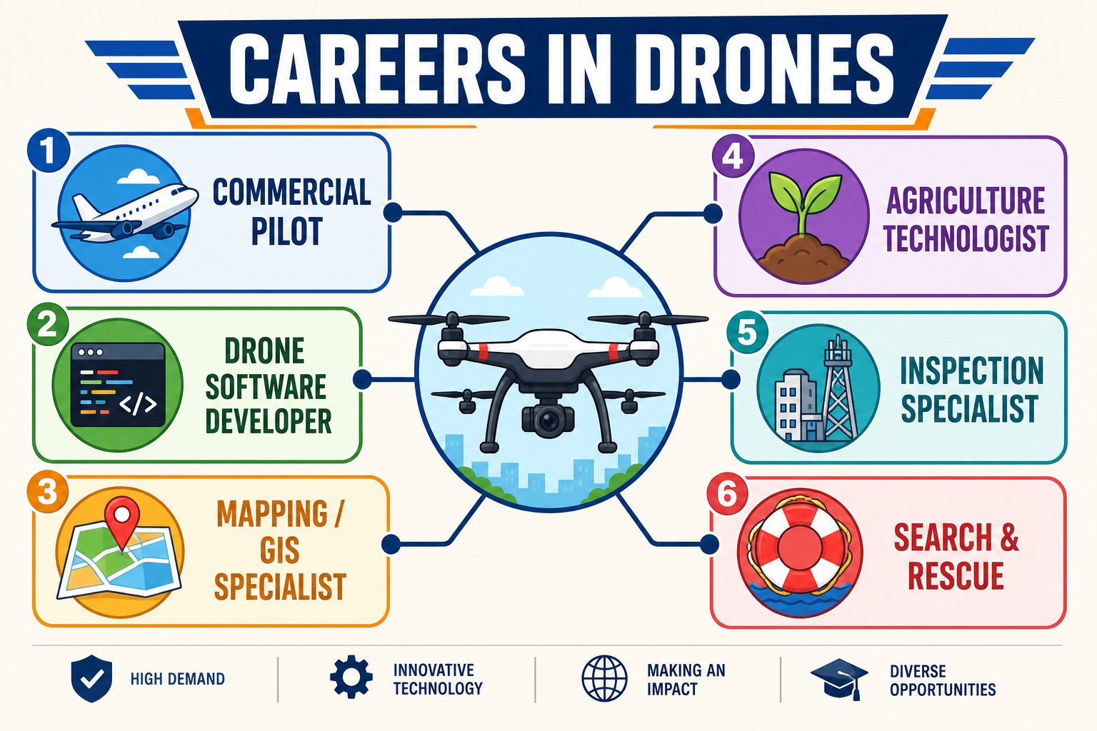Map of drone career paths across industries