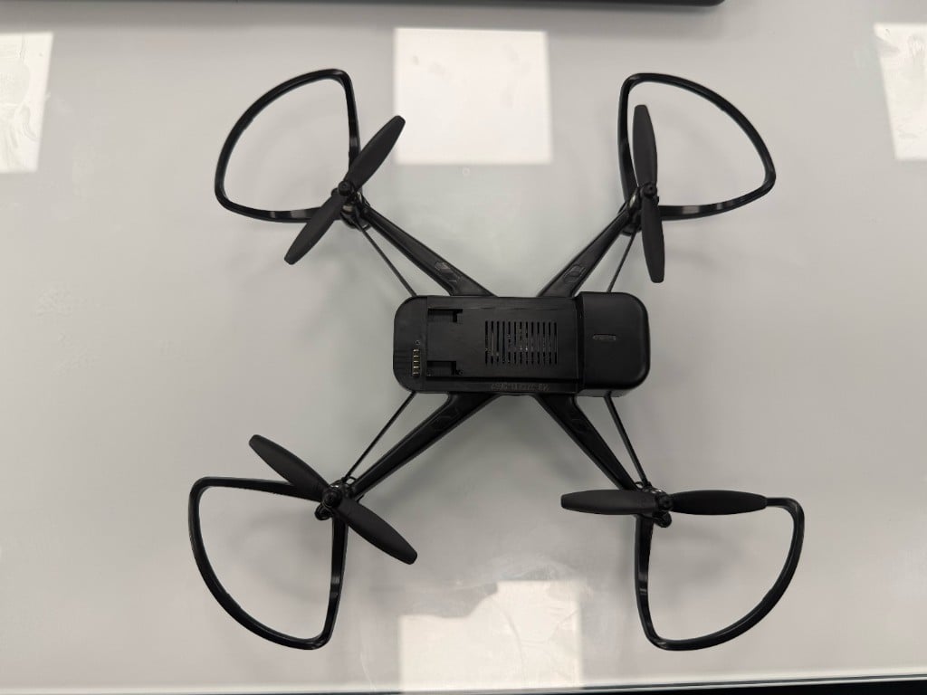 Bottom view of the Echo Drone showing the battery tray and vents