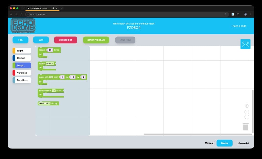 echo.pitsco.com Loops block category