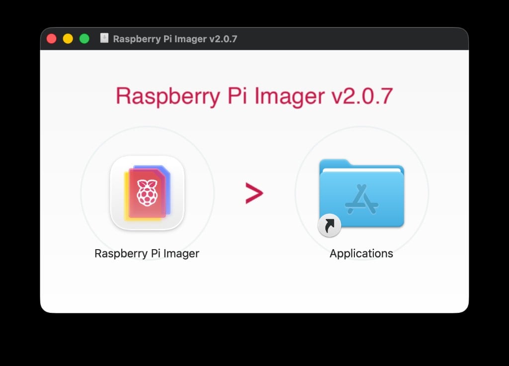 Drag Raspberry Pi Imager into Applications