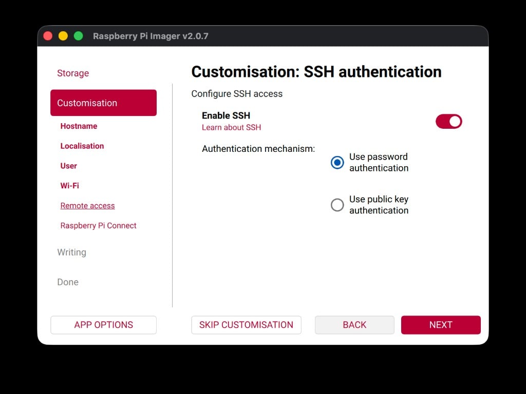 SSH enabled with password authentication