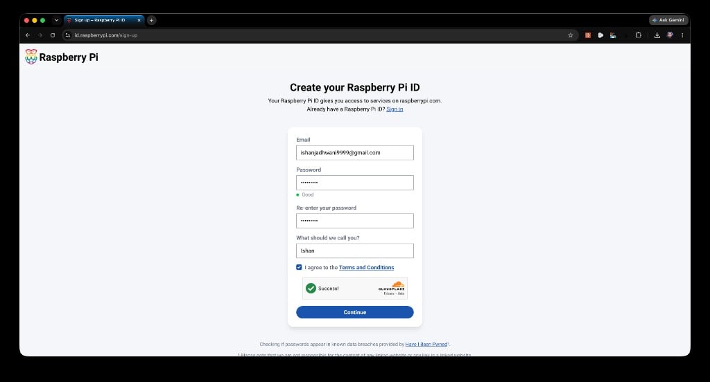 Creating a Raspberry Pi account