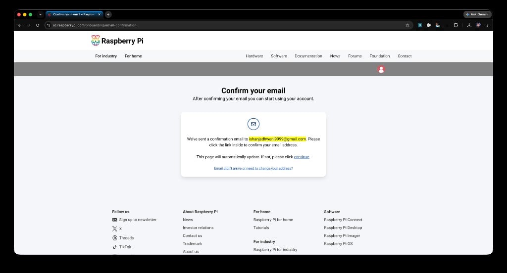 Confirm your email page