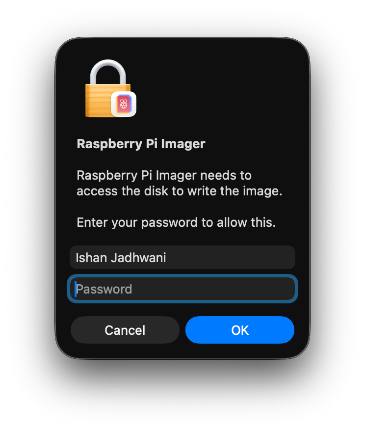 Mac password prompt for disk access