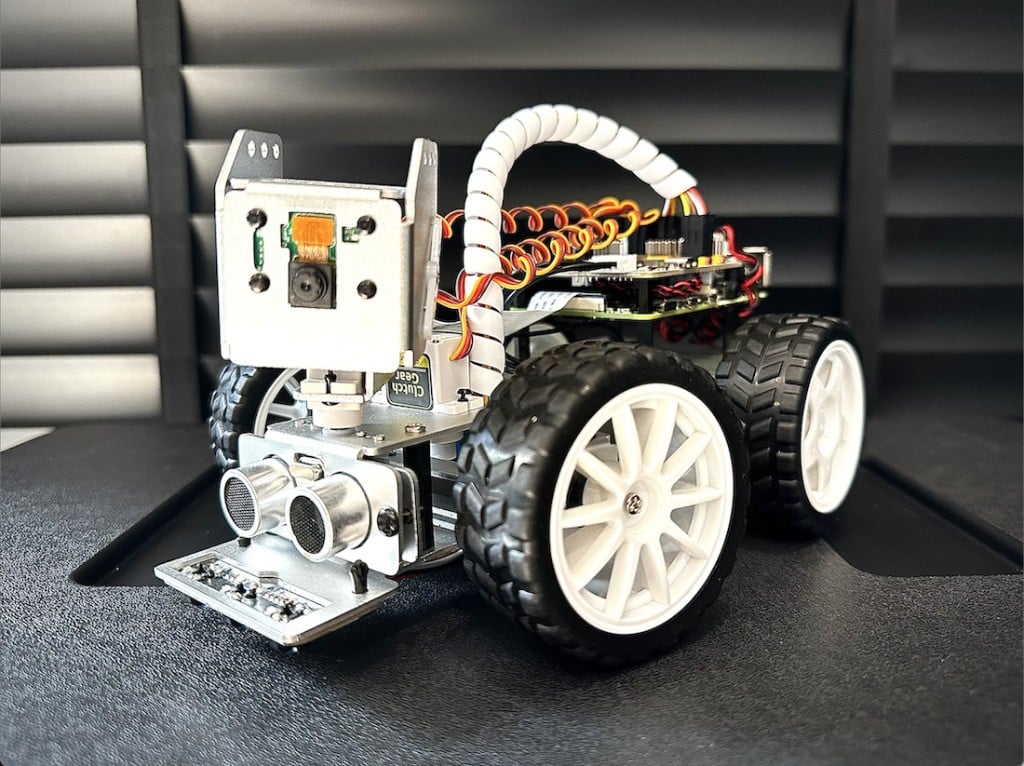 The PiCar-X robot with camera, ultrasonic sensor, and line-tracking module