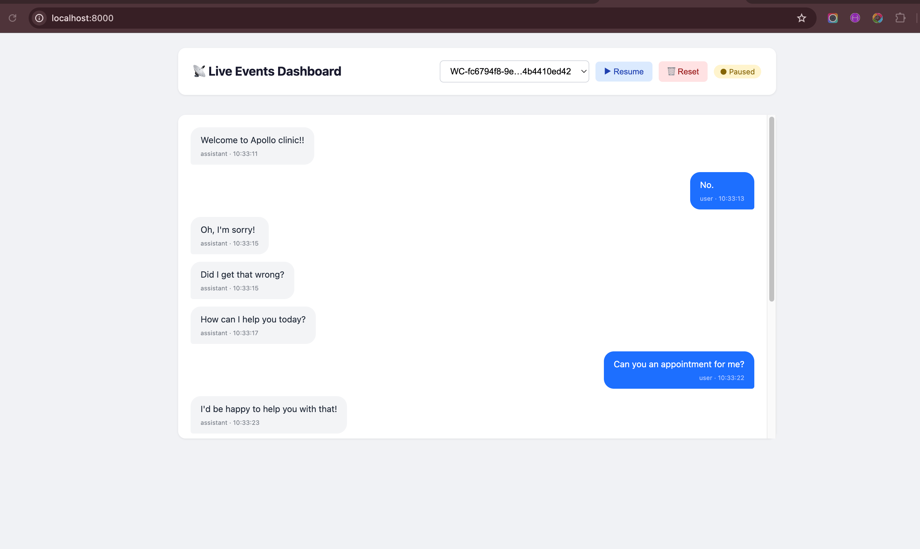 Live Events Dashboard