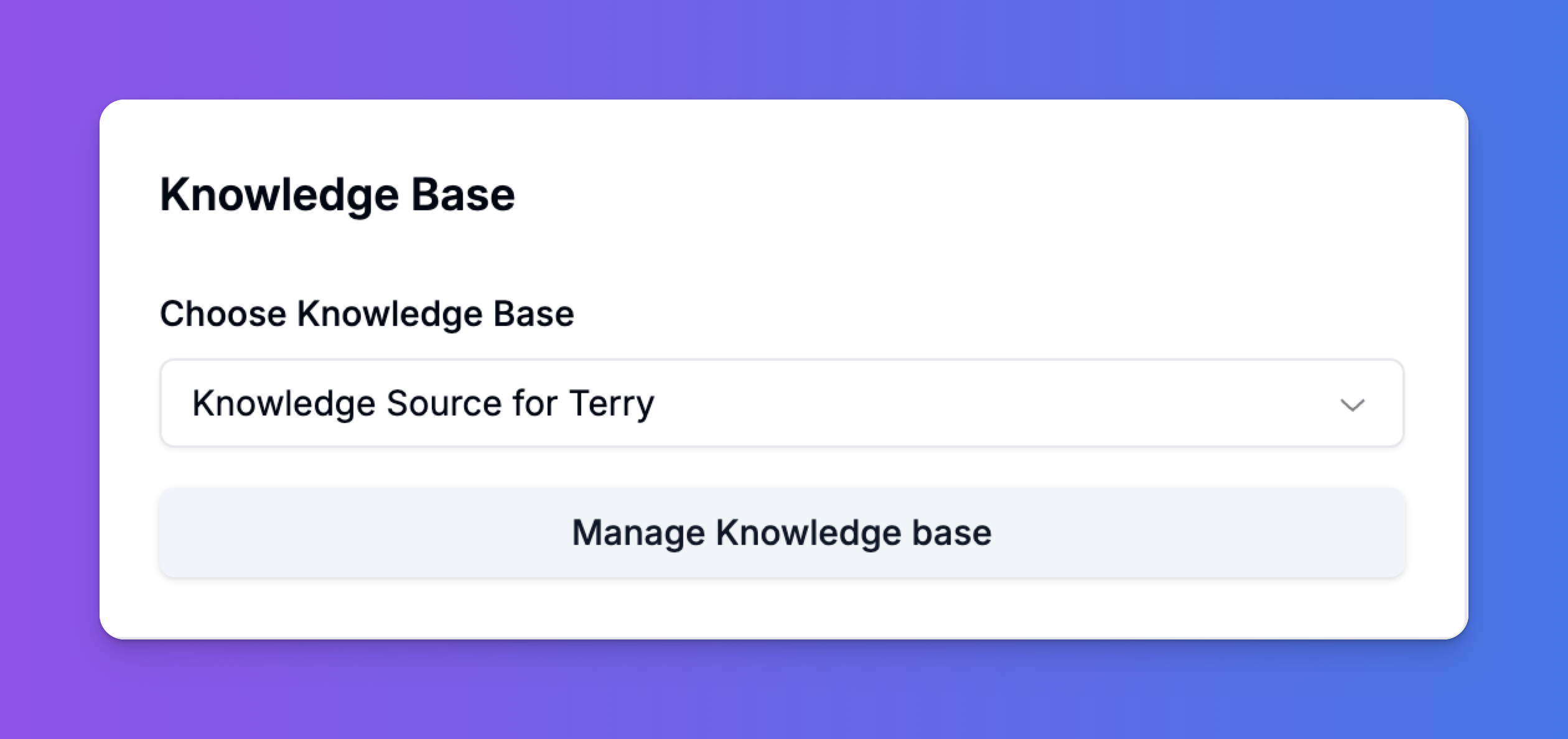 The "Create a Knowledge Base" option in the Studio