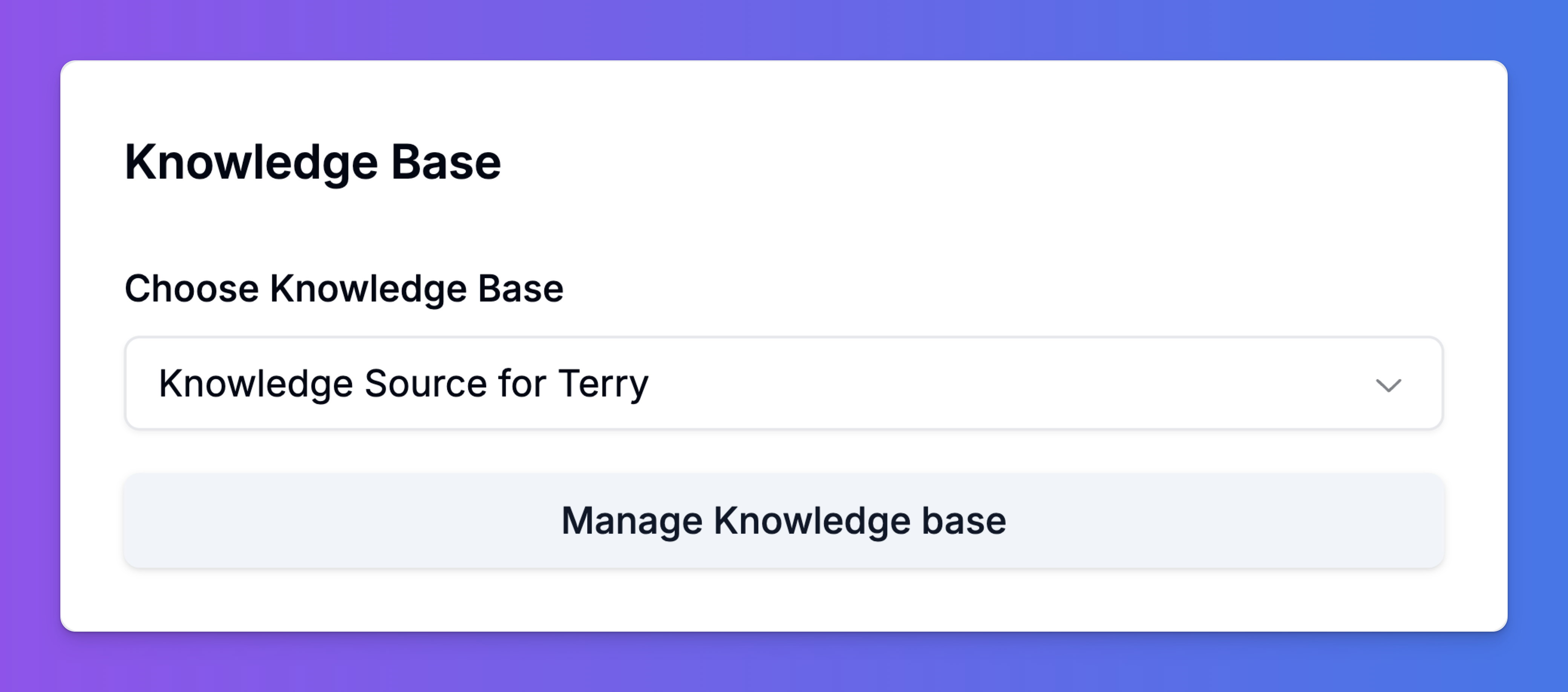 Knowledge Base selection section in the Playground