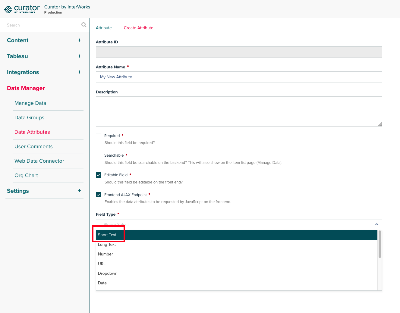 Select Short Text from Dropdown