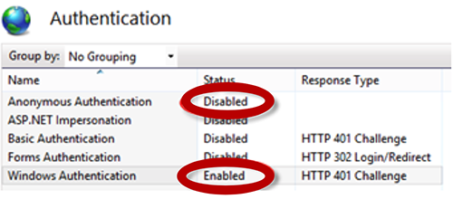Authentication settings