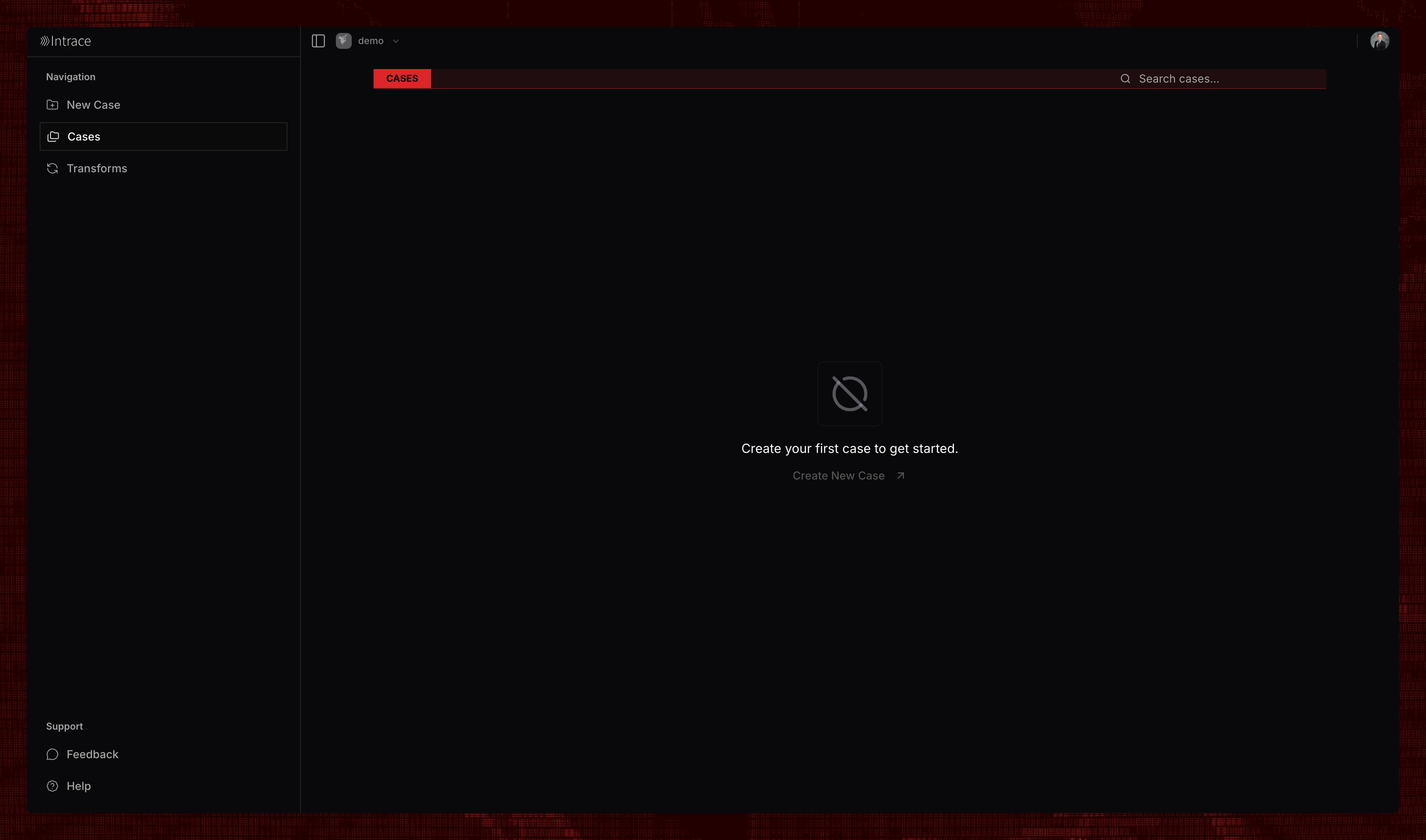 Empty state view when no cases exist