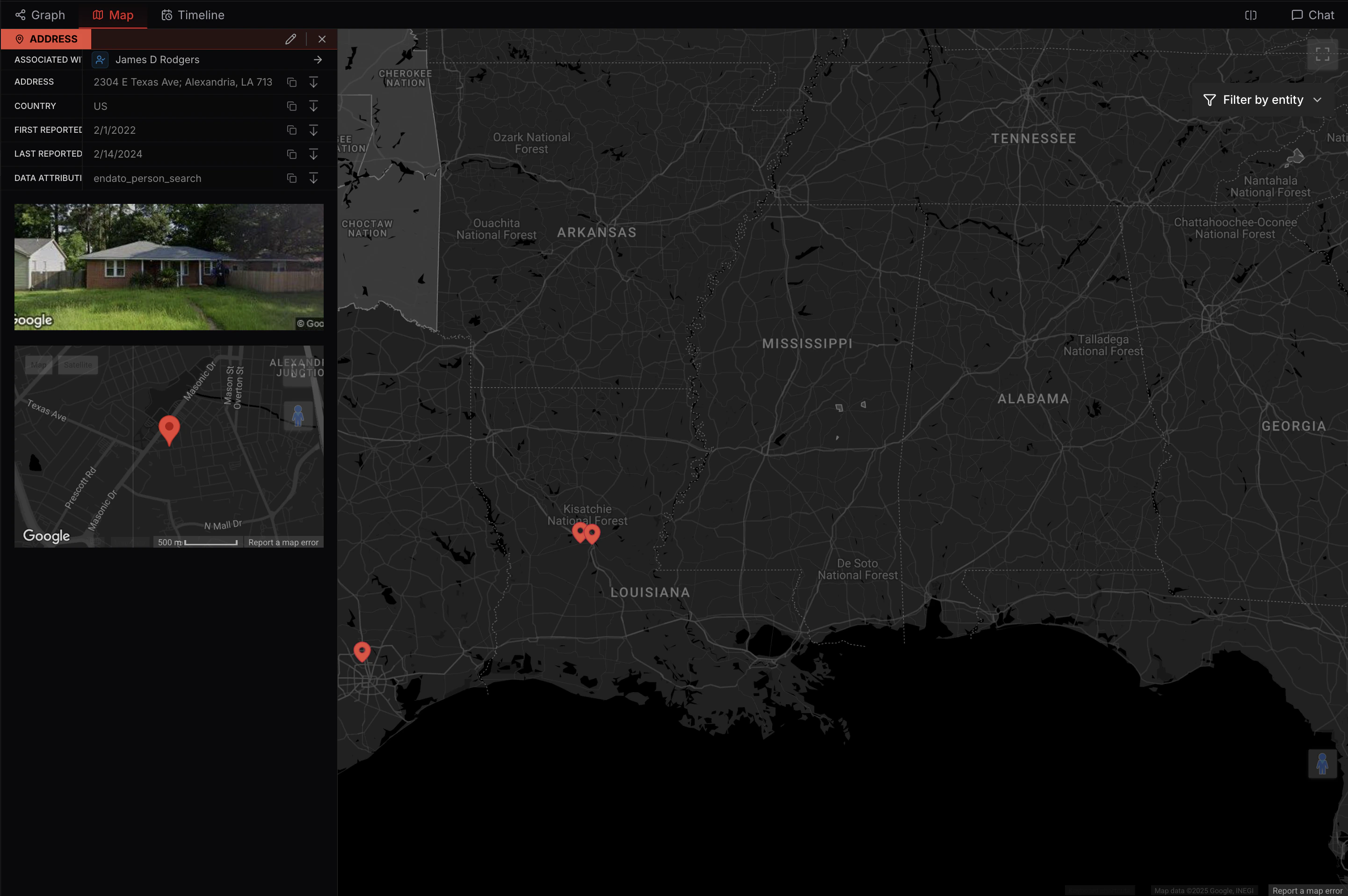 Details sidebar after clicking a location marker