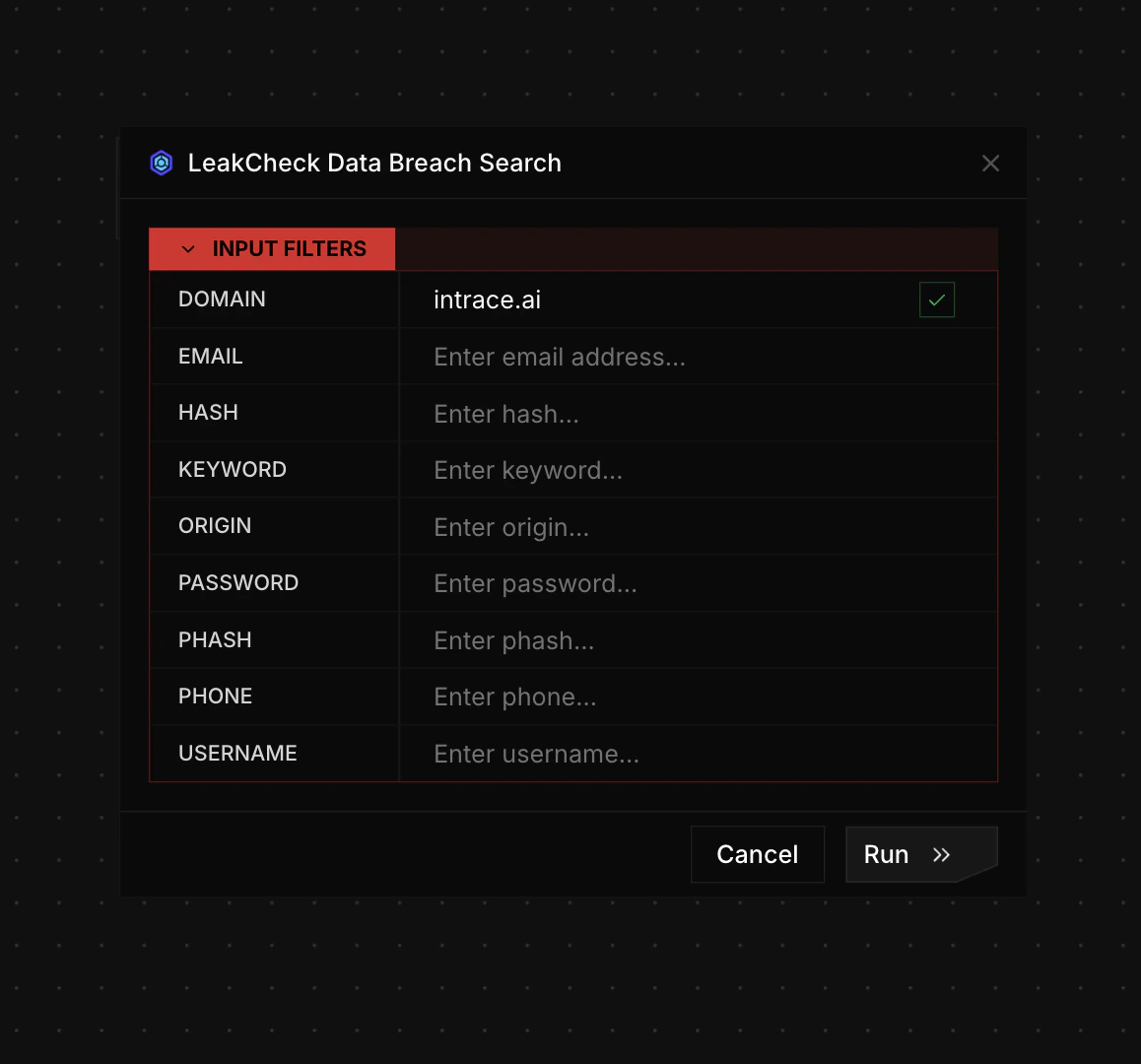 Single transform dialog with autofilled fields