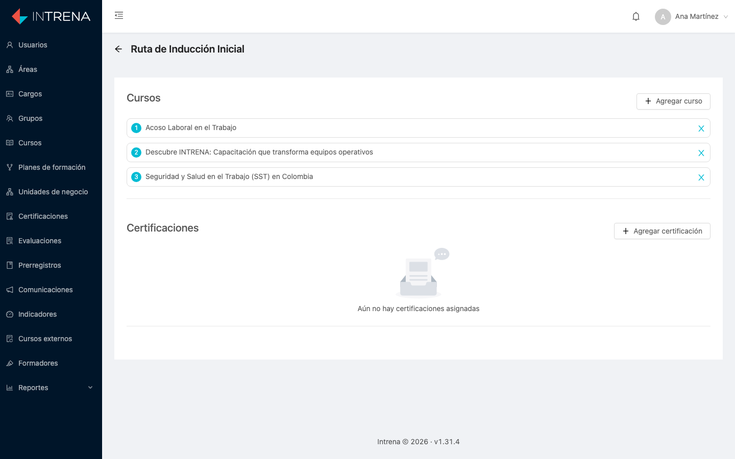 Detalle de un plan de formación