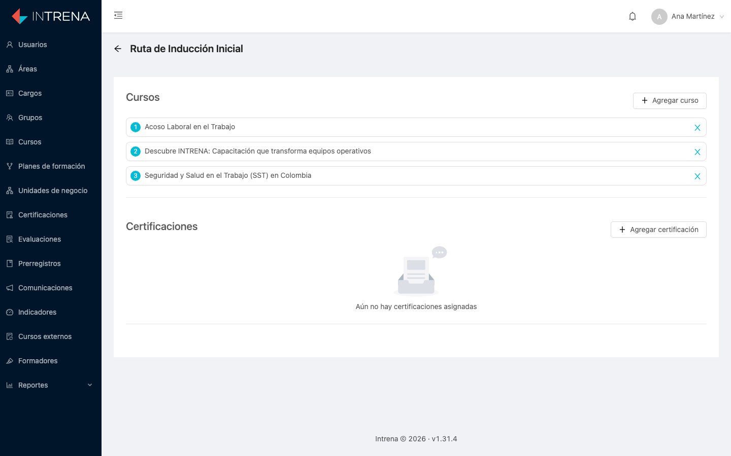 Detalle de un plan de formación
