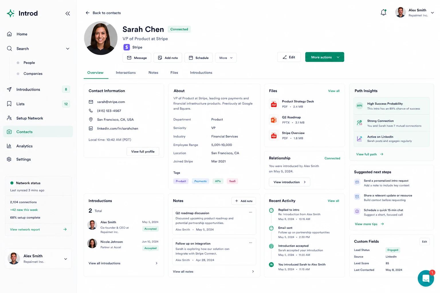 Contact profile in Introd