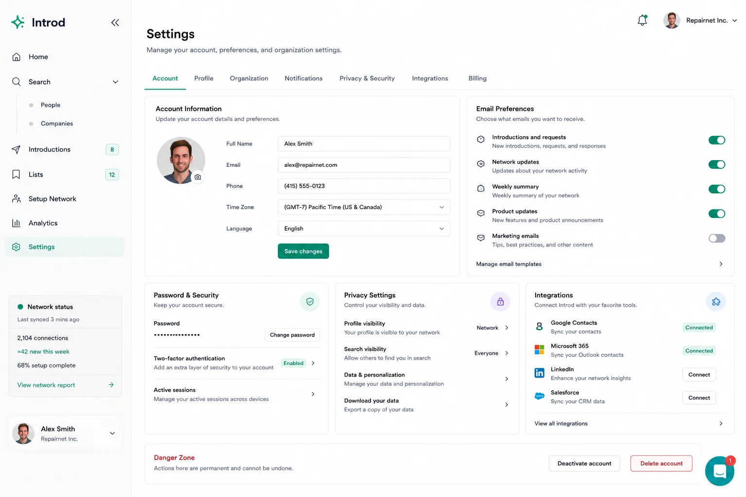 Settings in Introd