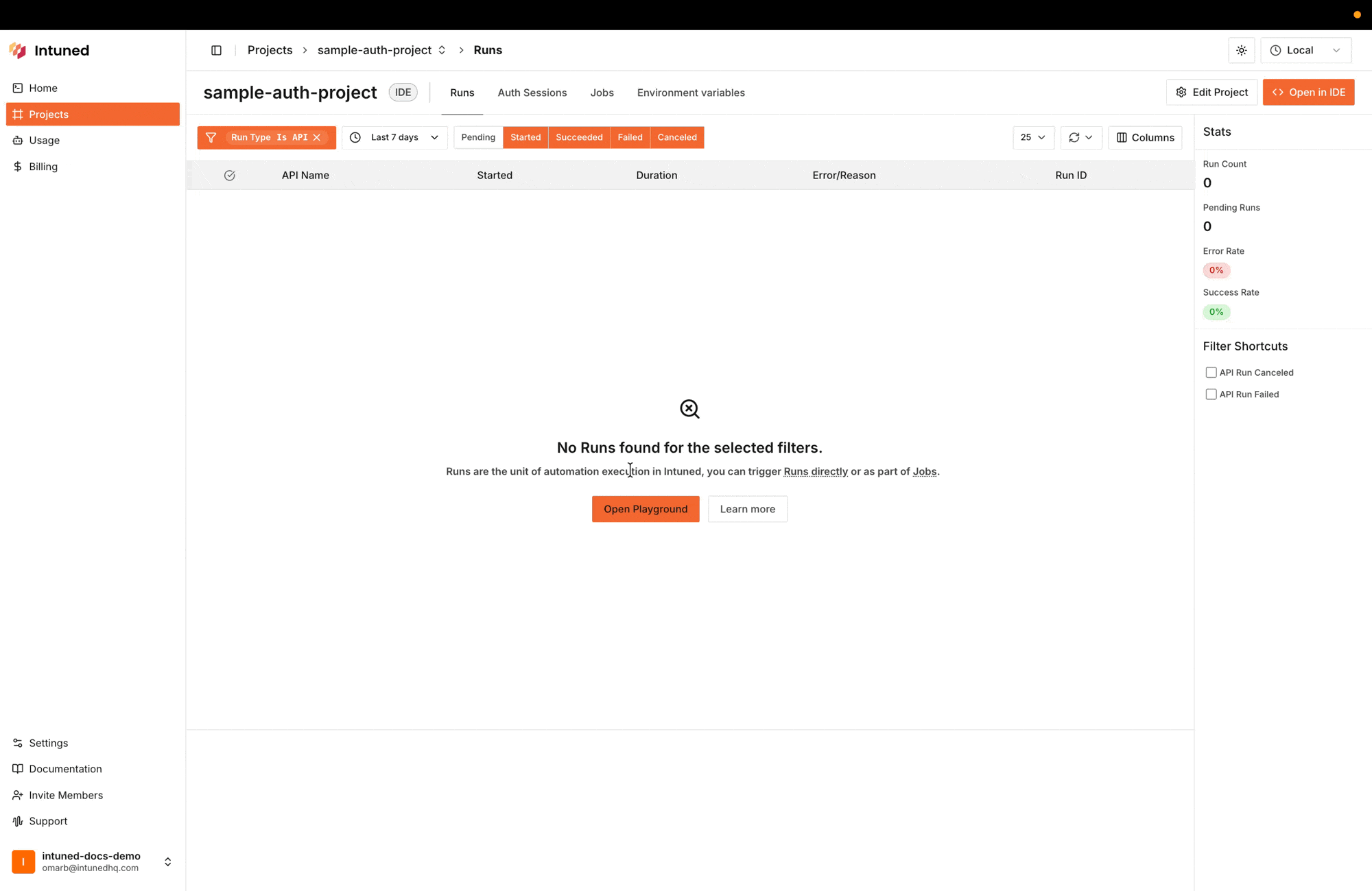 Create Auth Session steps