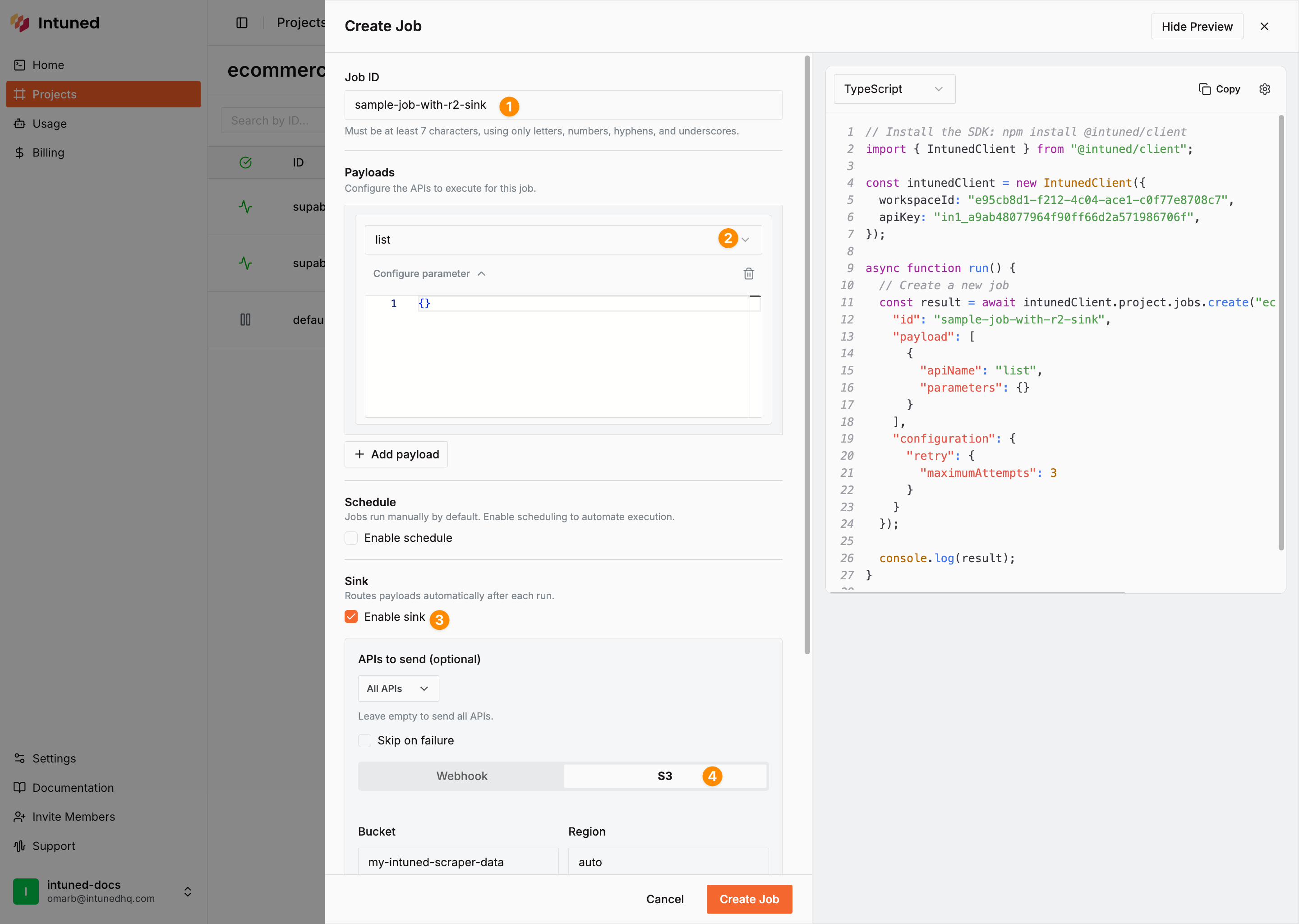 Job Sink Configuration