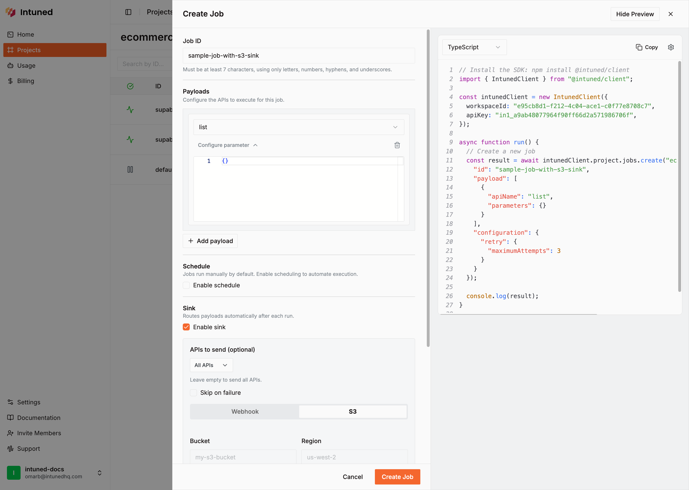 Job Sink Configuration
