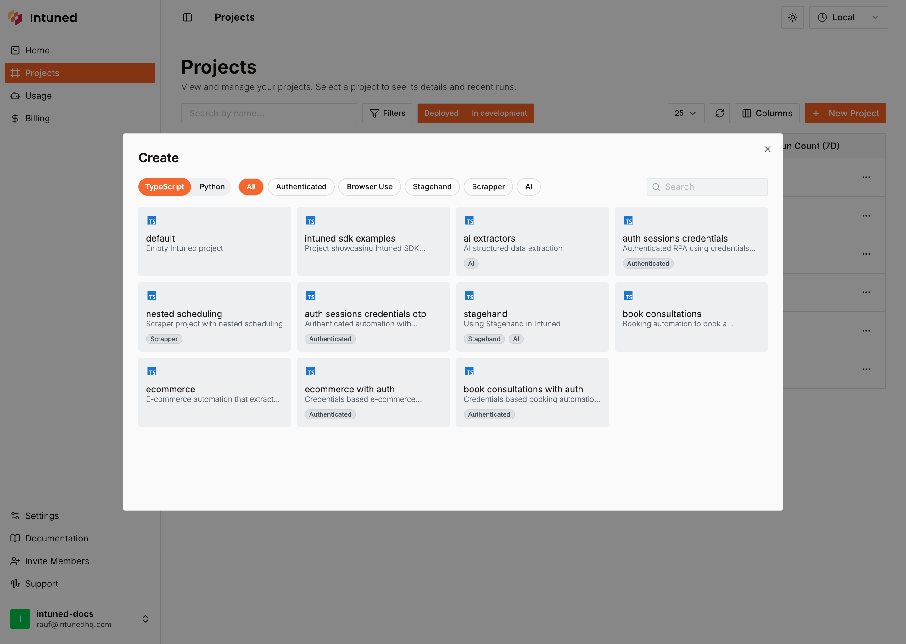 Create RPA with Auth Project