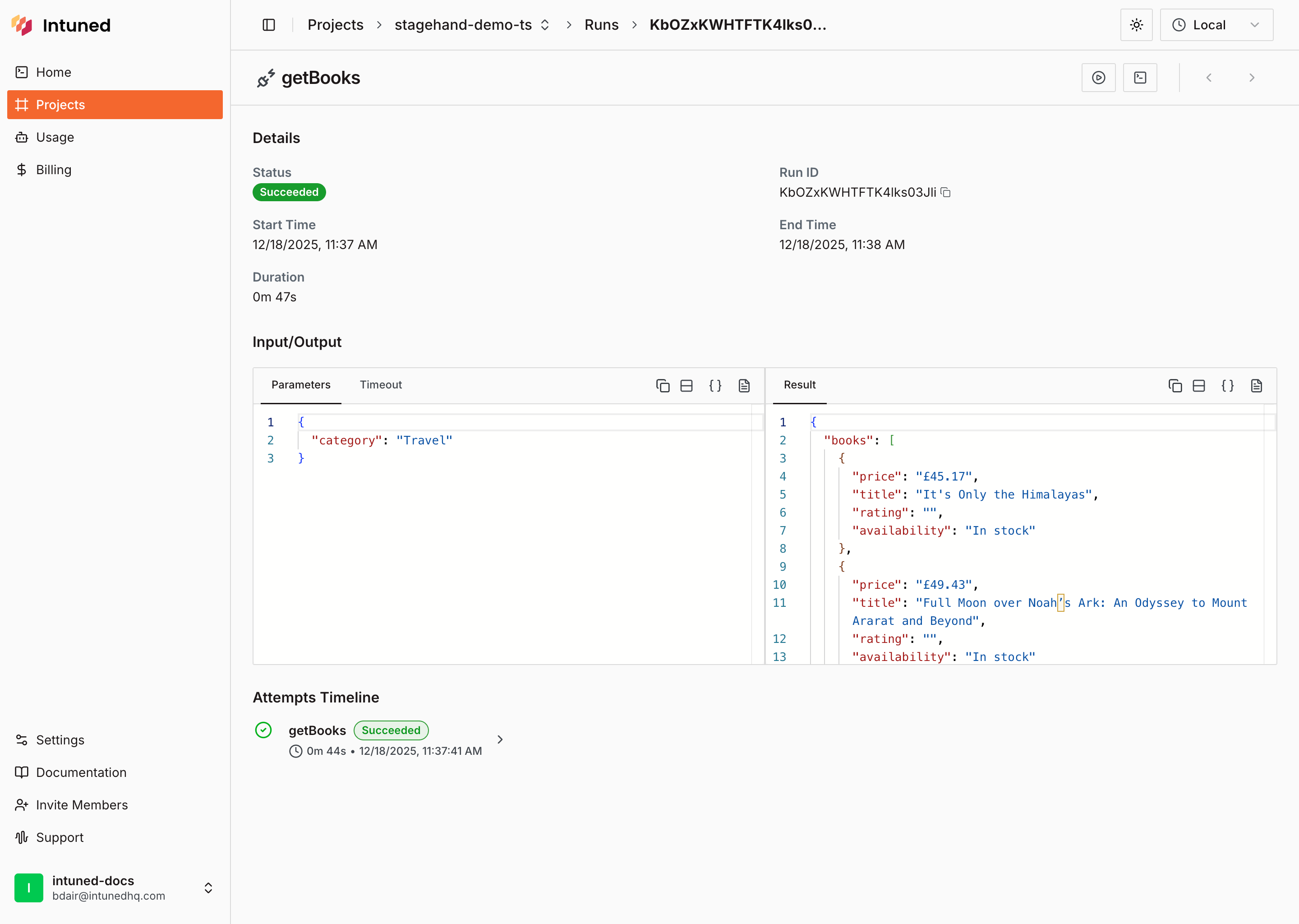 View Stagehand run results