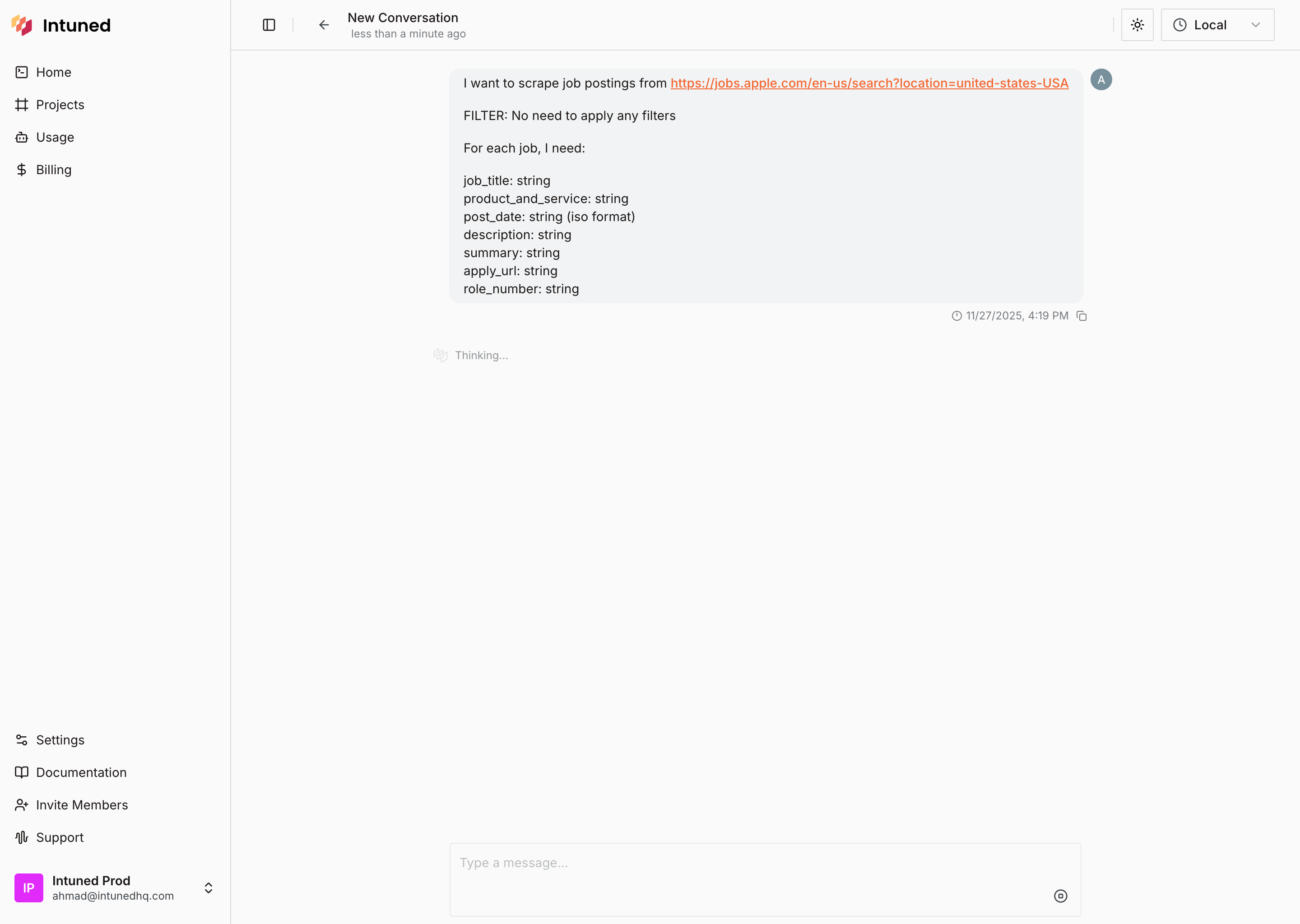 Intuned agent start conversation