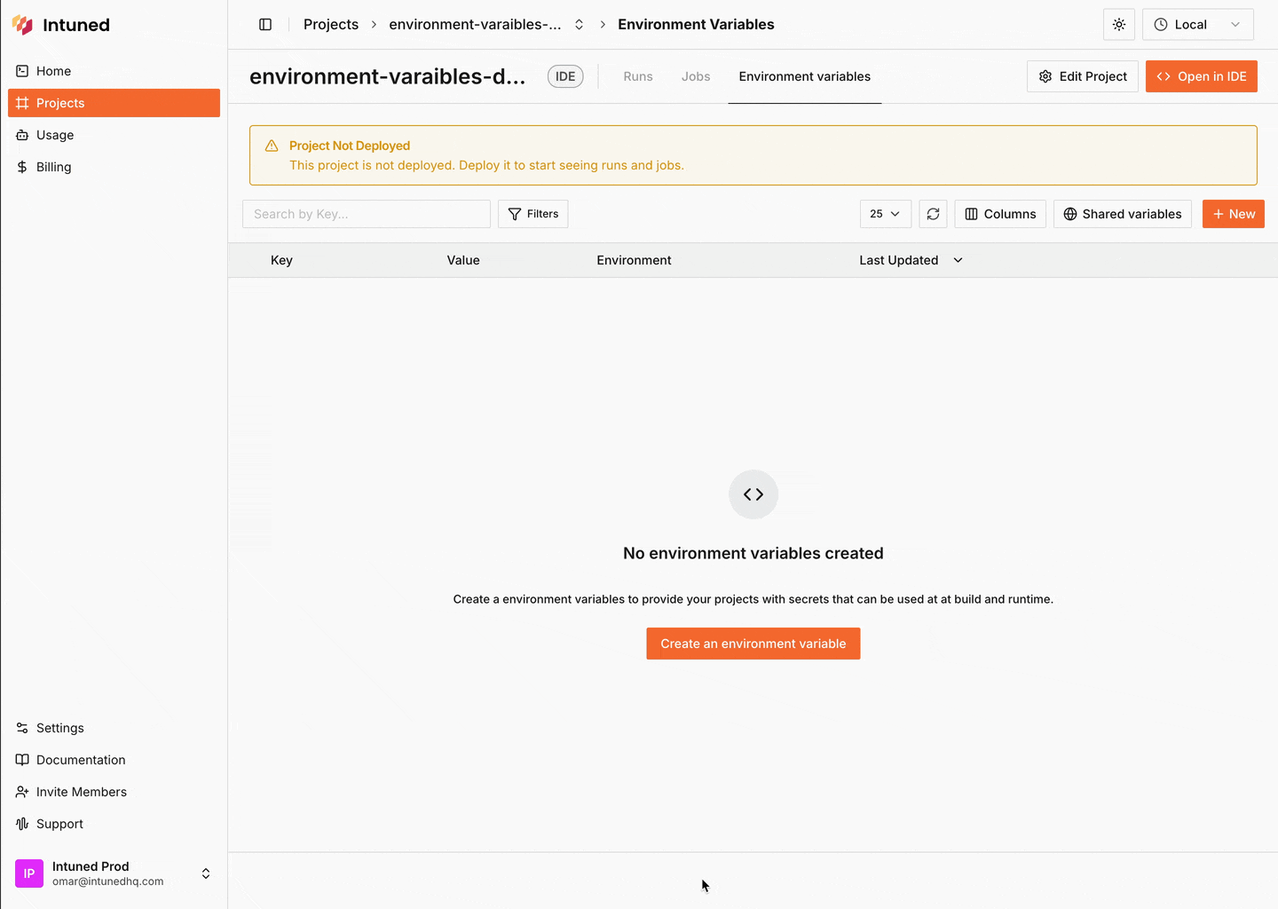 Create Environment Variable