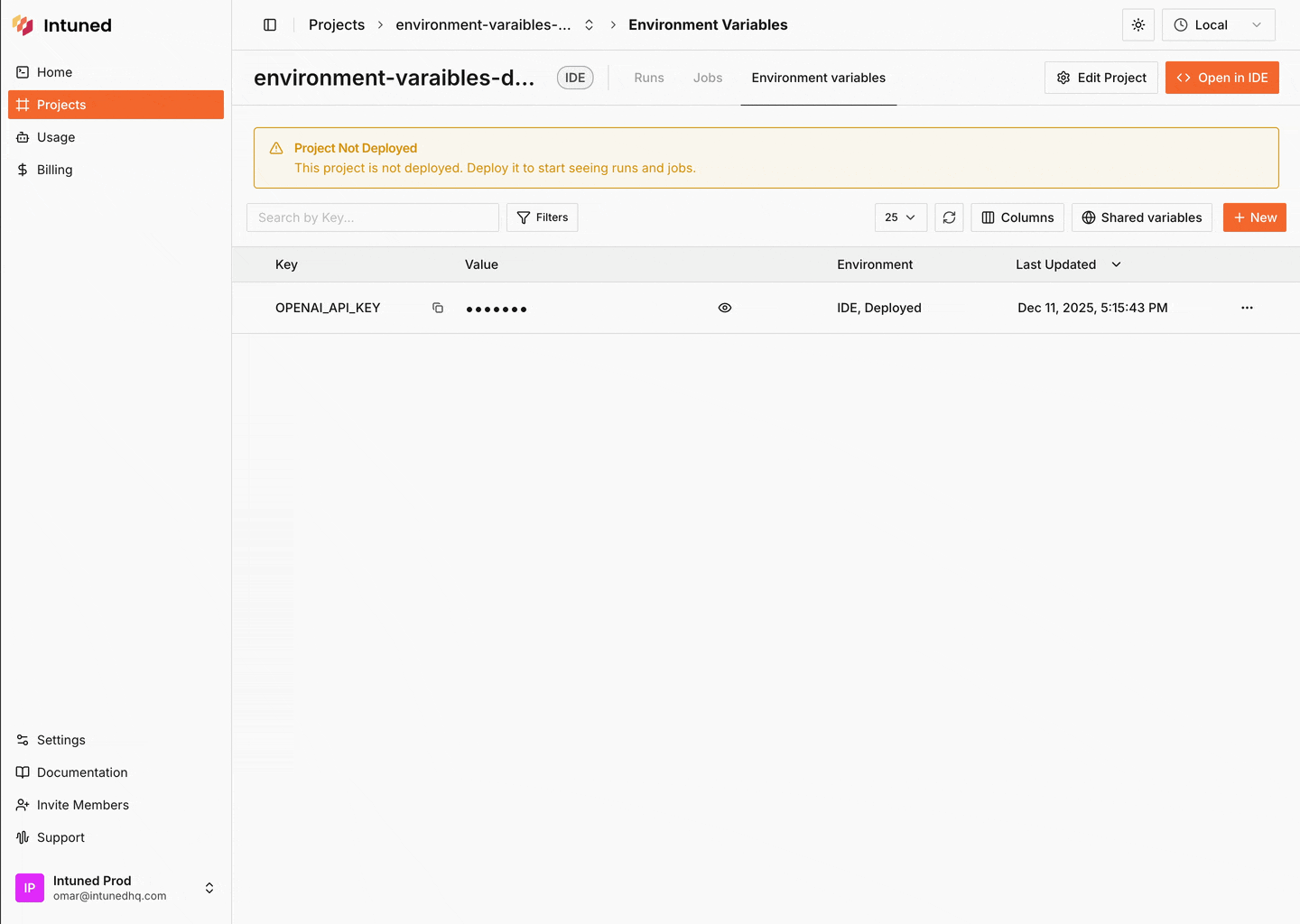 Edit Environment Variable