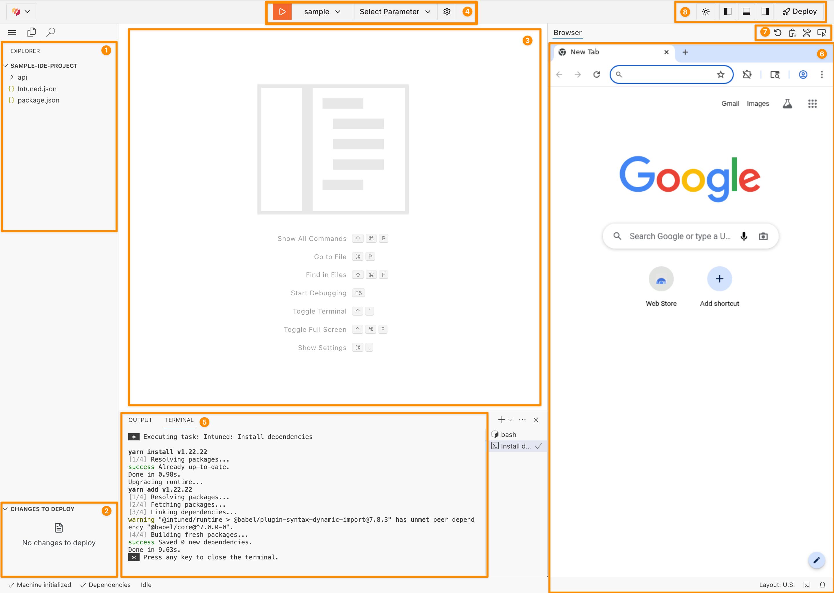Intuned IDE layout