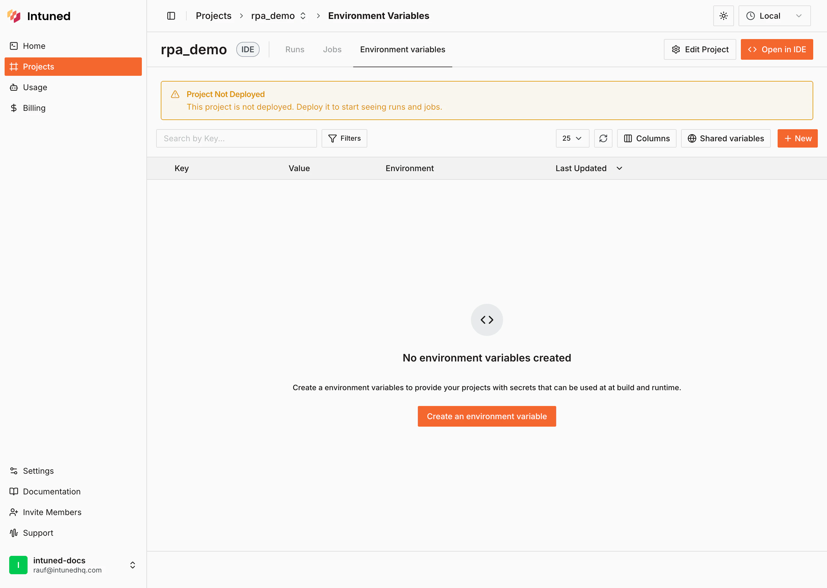 Undeployed project example