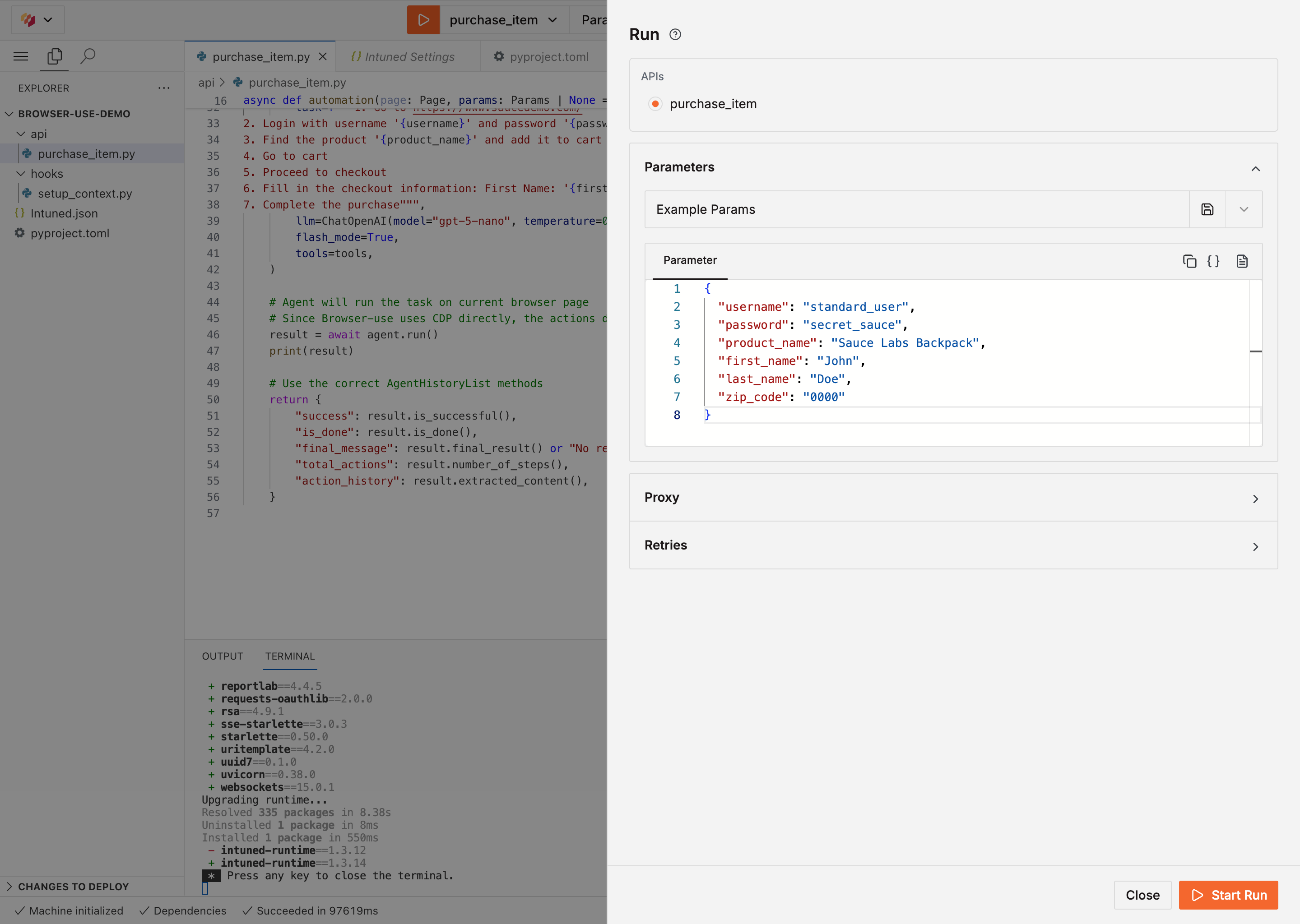 Running Browser Use in IDE