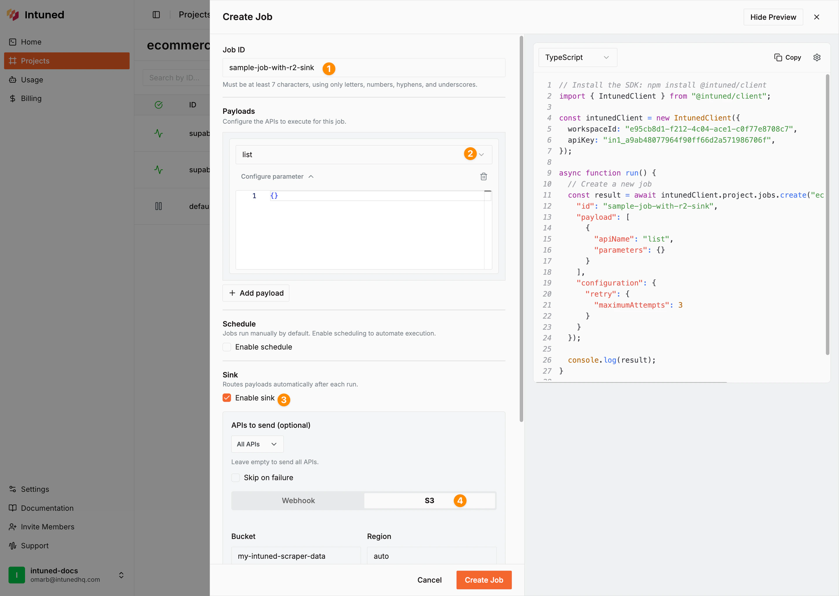 Job Sink Configuration