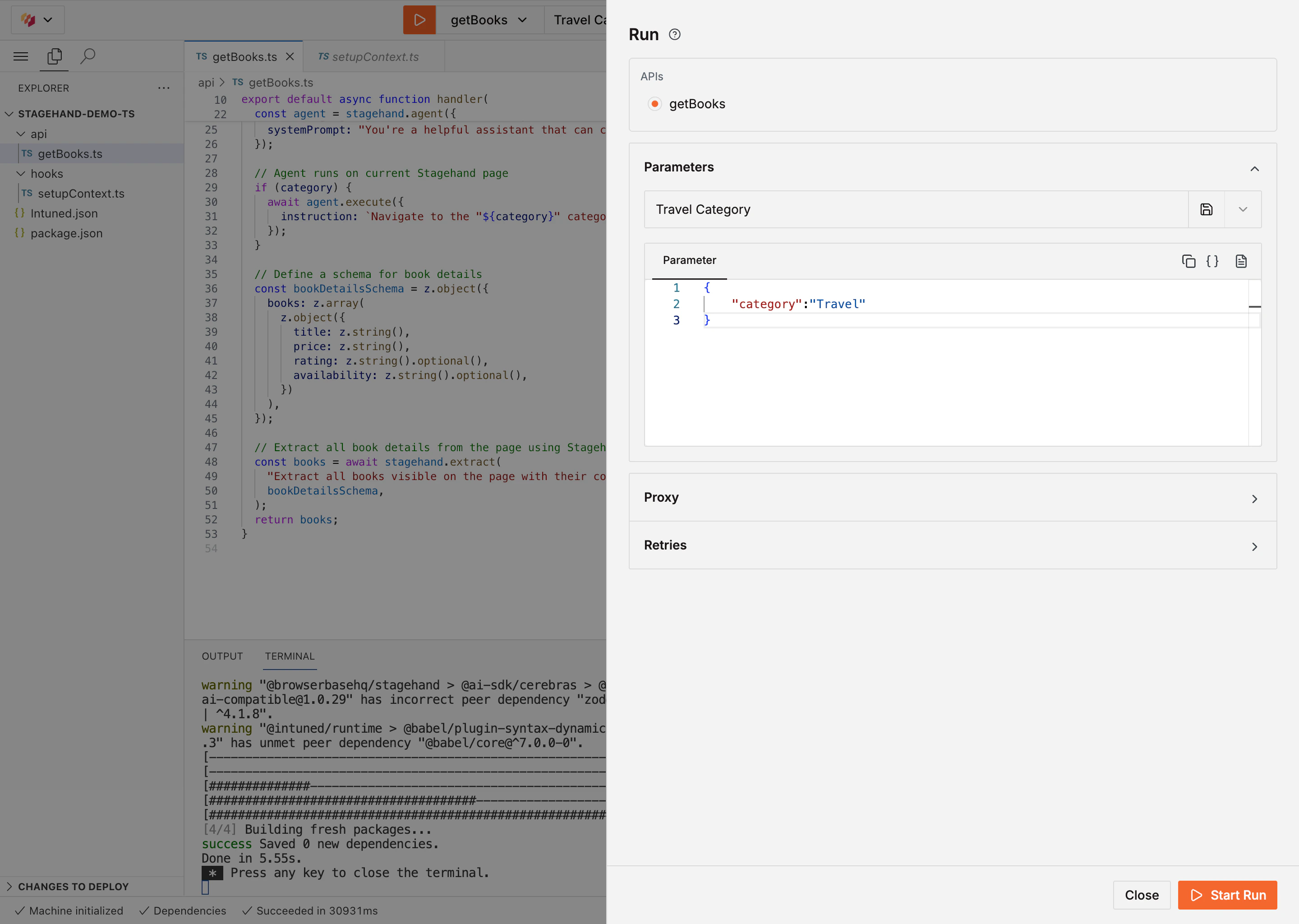 Running Stagehand automation in IDE