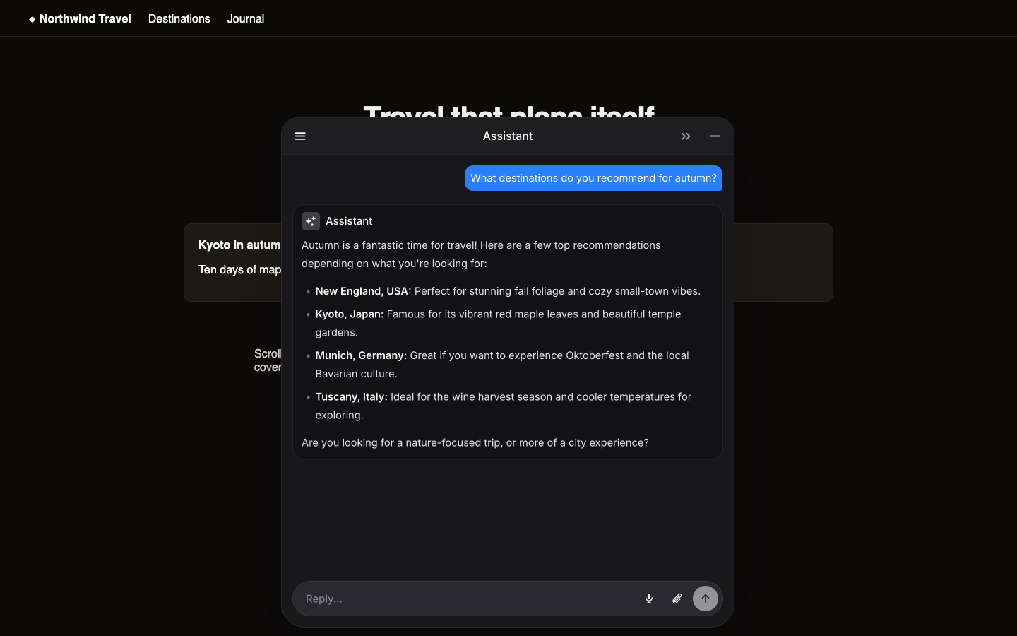 Omnibar expanded into the chat panel