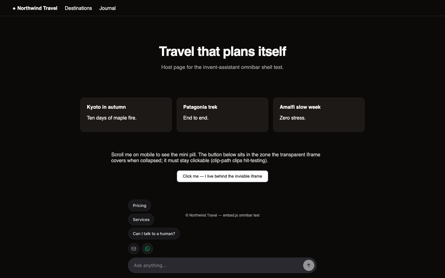Omnibar focused with suggested messages and channels
