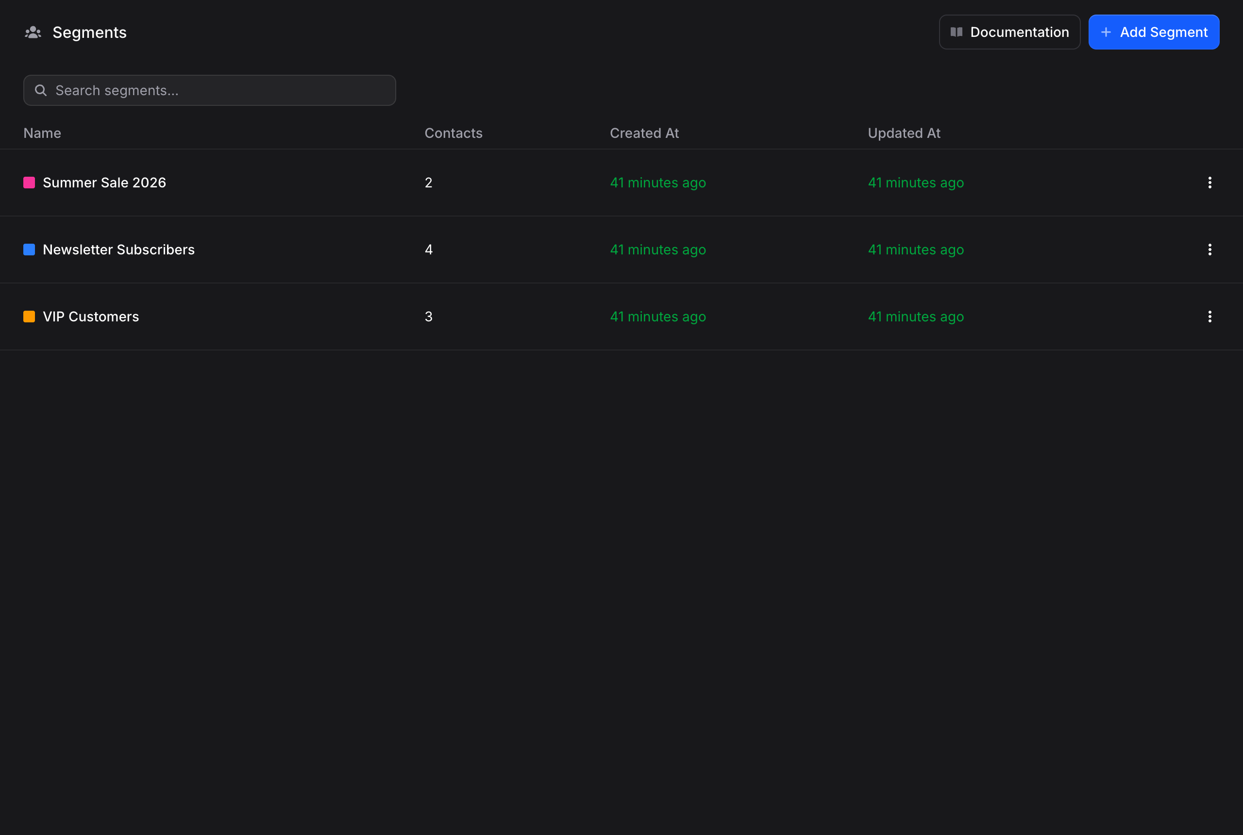 Segments List