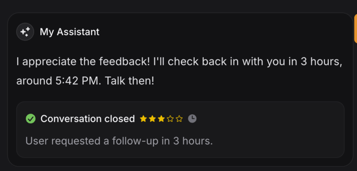 Customer-requested follow-up with scheduled time