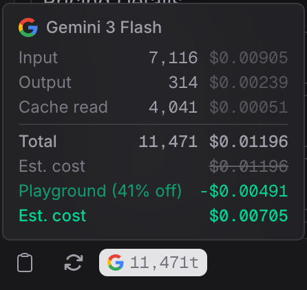 Token breakdown in the Playground