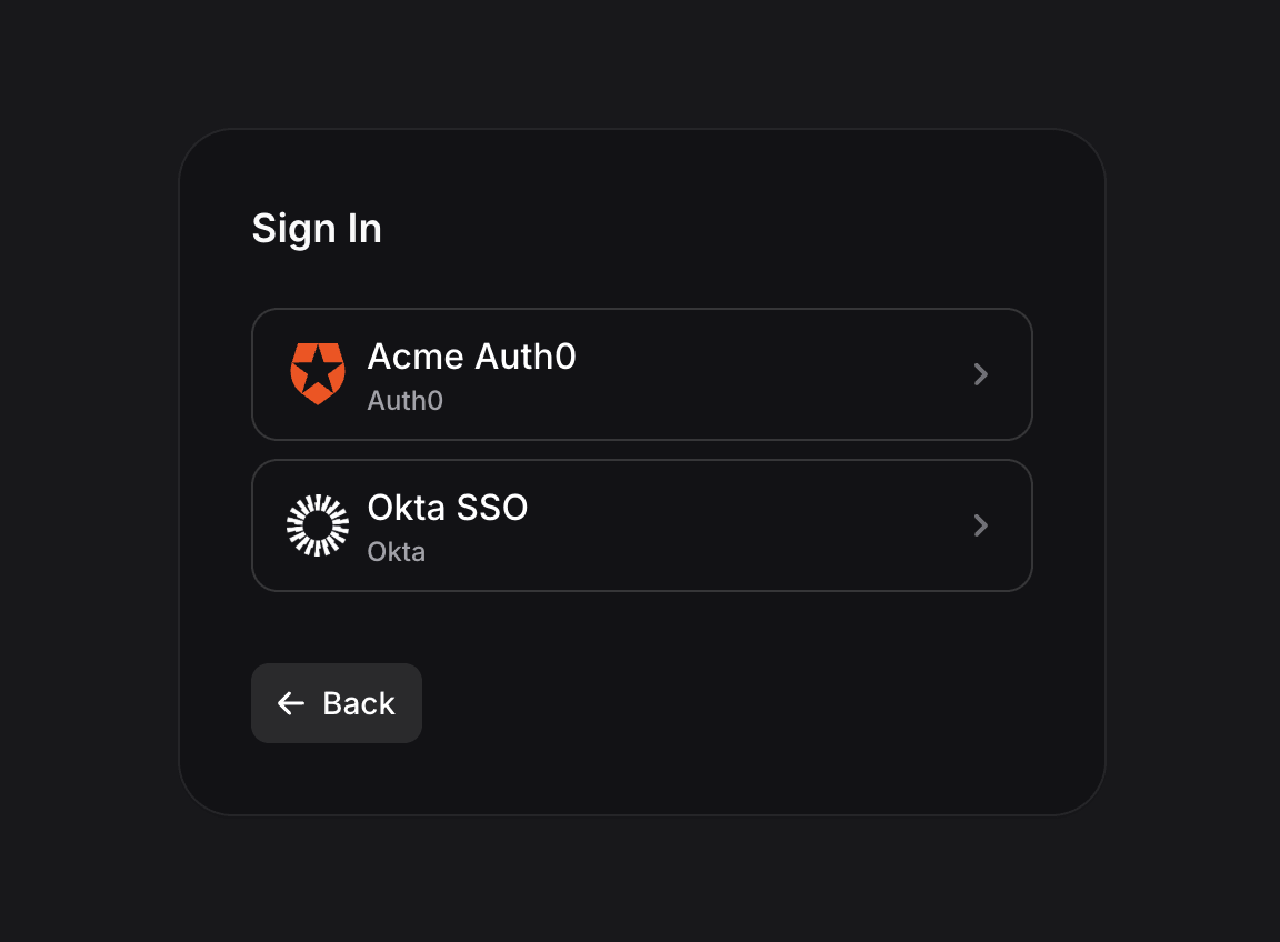 SSO provider picker