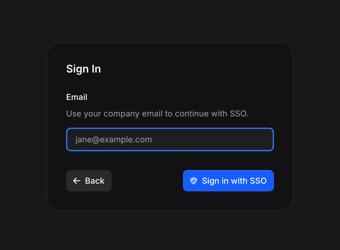 Dedicated Sign in with SSO screen