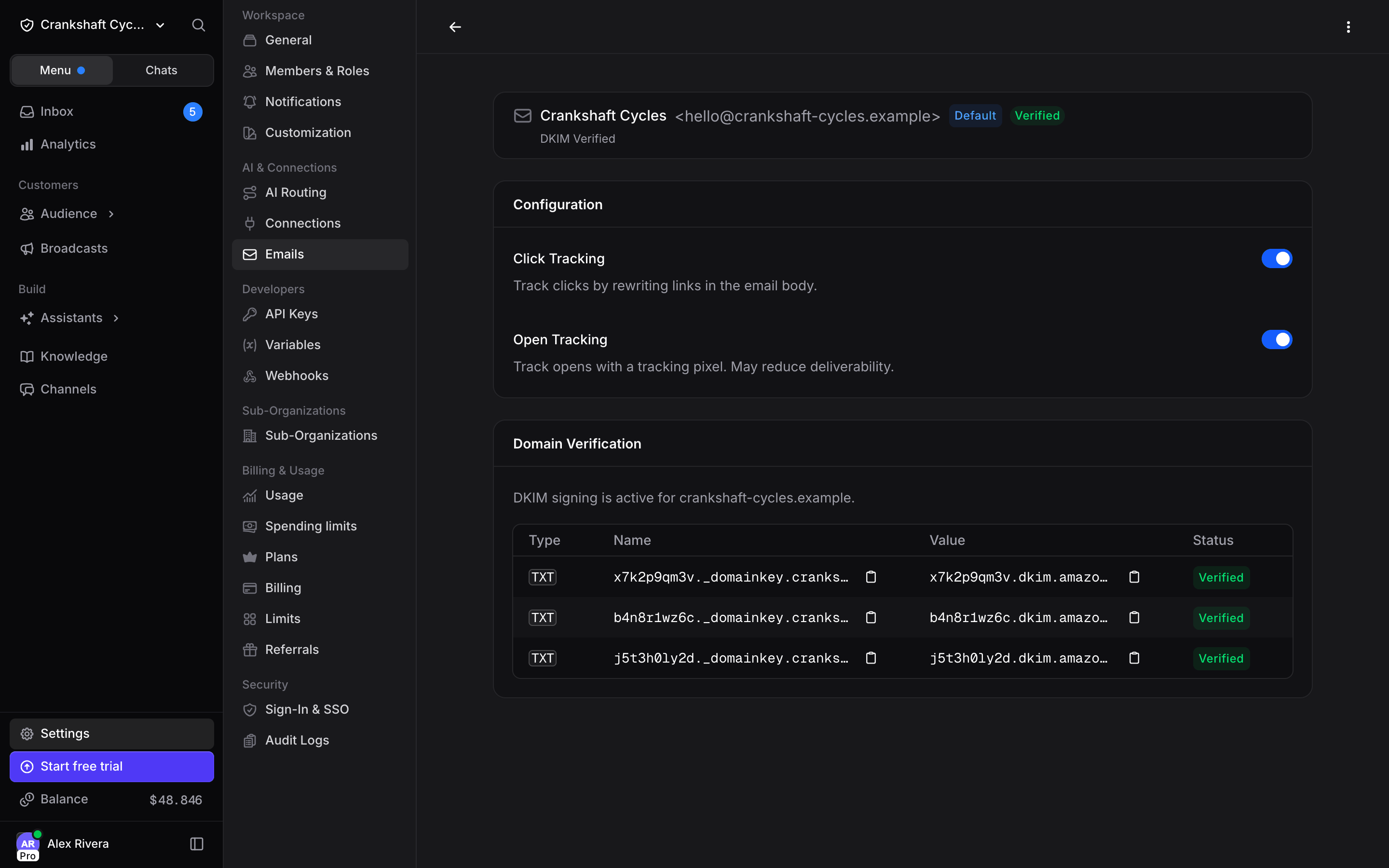 Domain verification records