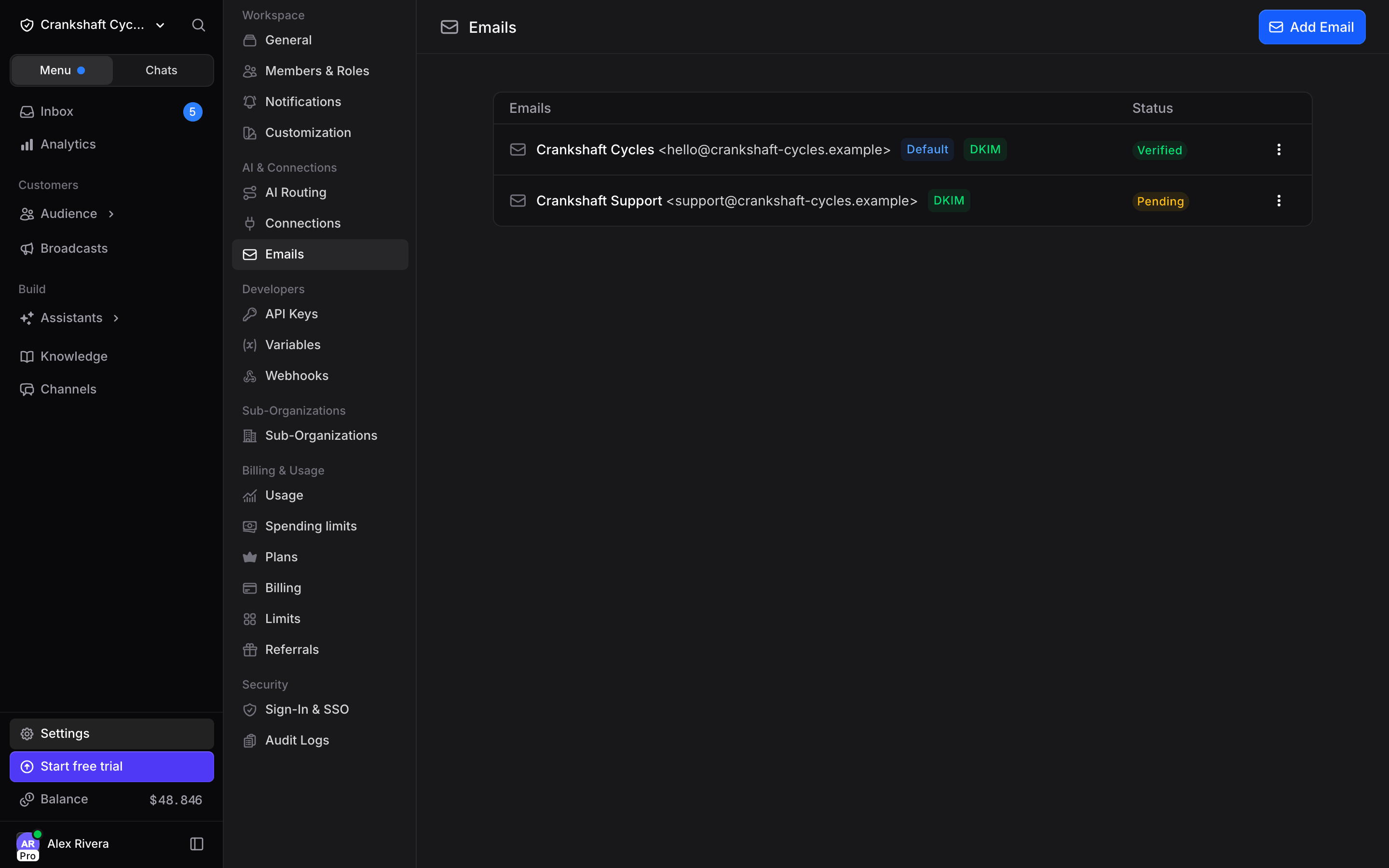 Verified sender addresses