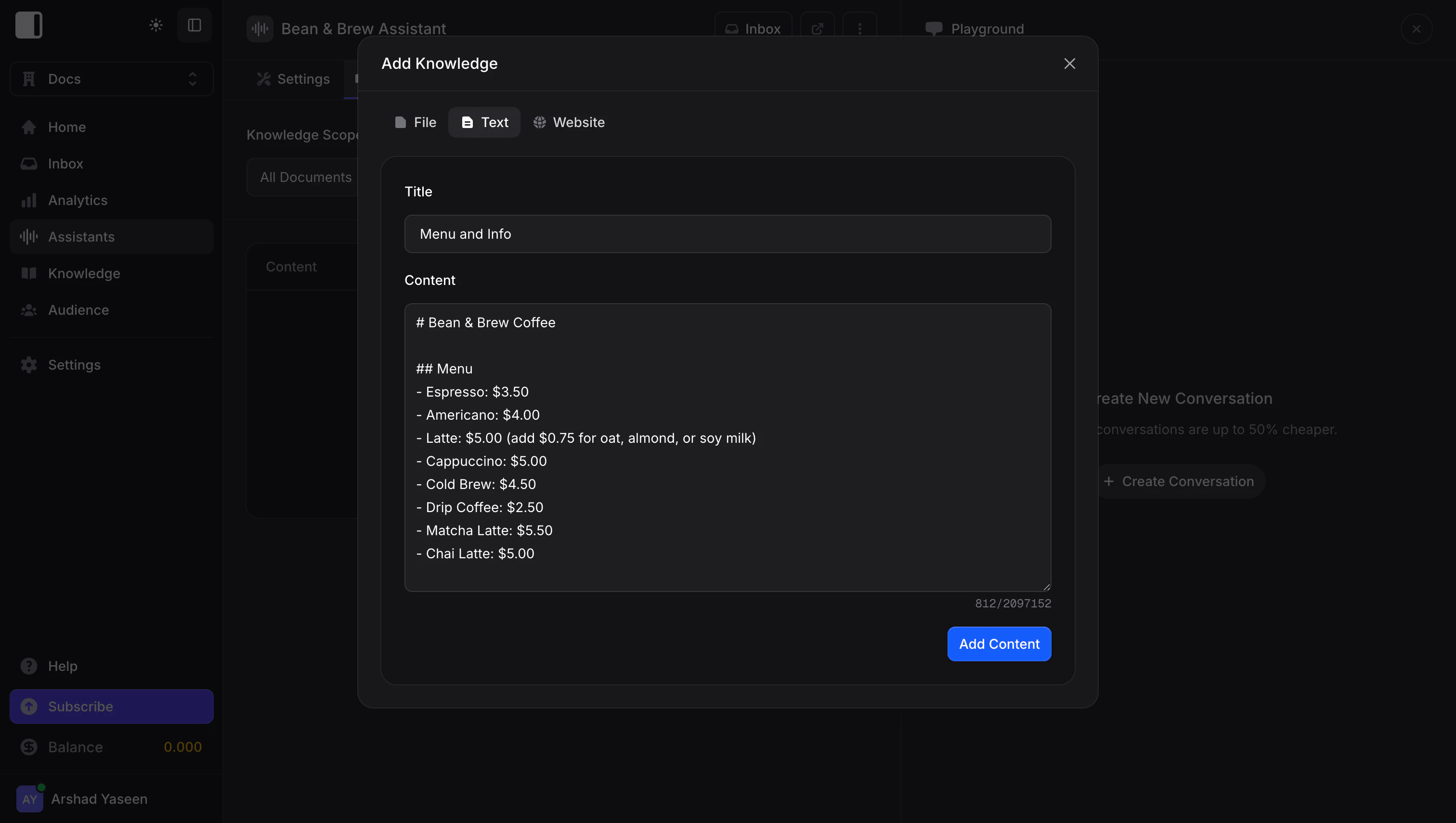Knowledge added and processed