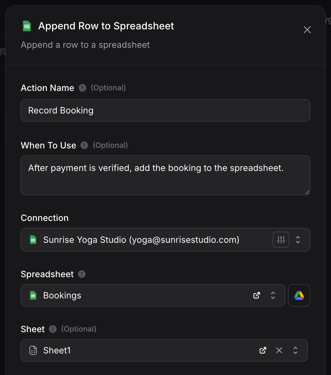 Append Row to Spreadsheet