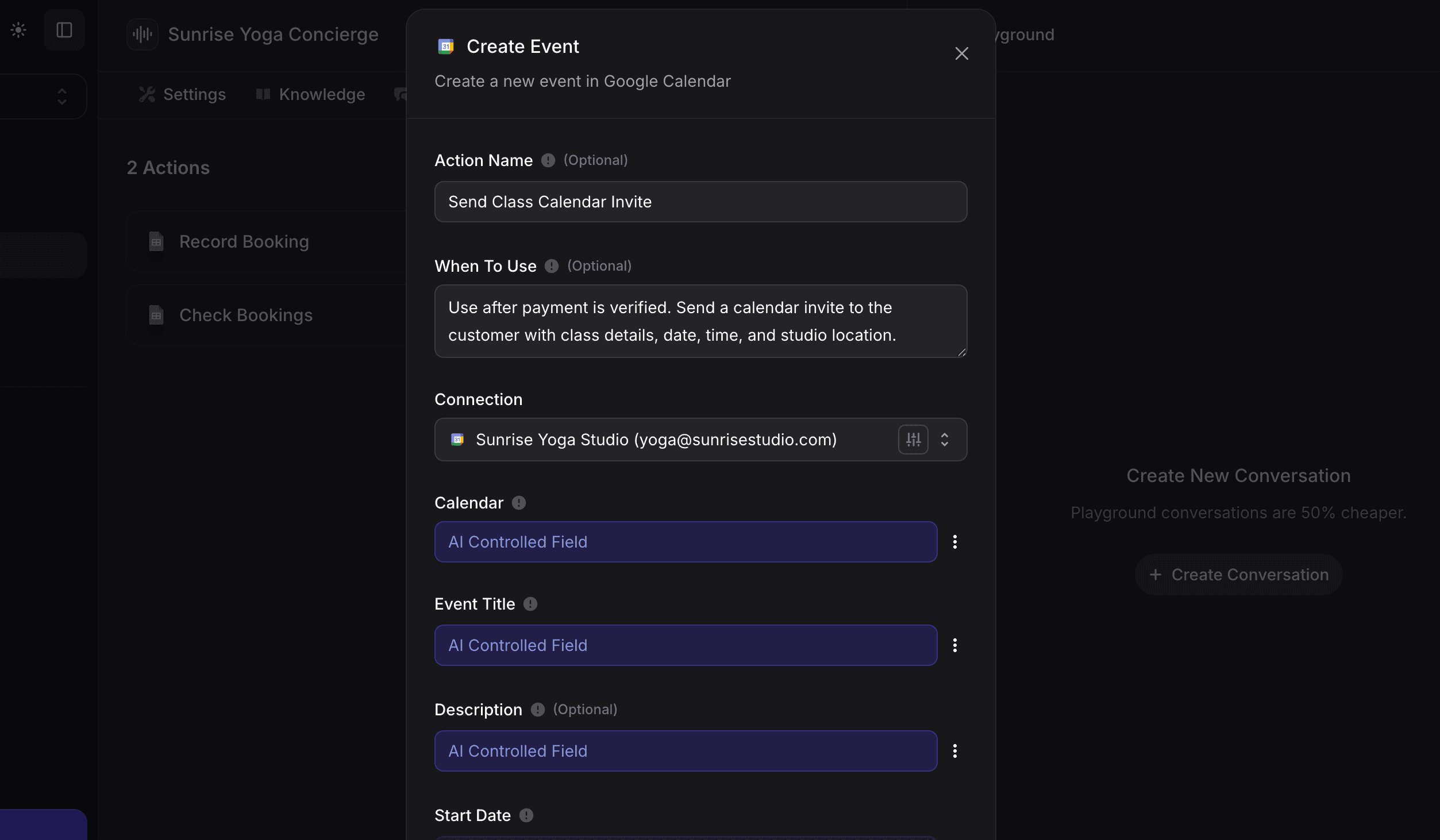 Google Calendar Create Event